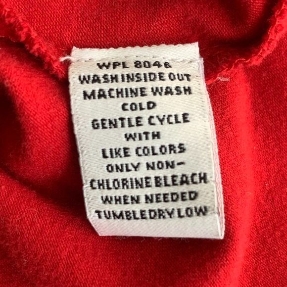 2/$20 Red Shirt with Eyelet Sleeves and Neckline - Size Medium - Picture 8 of 8